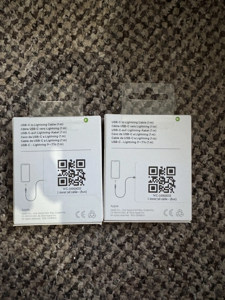 GENUINE 2 ORIGINAL Apple iPhone 14 13 12 11 Charger USB-C to Lightning Cable 1M - Image 2 of 3