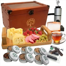 Whiskey & Food Smoker Kit 6 Flavors Cocktail Bourbon Old Fashioned,Bamboo Board