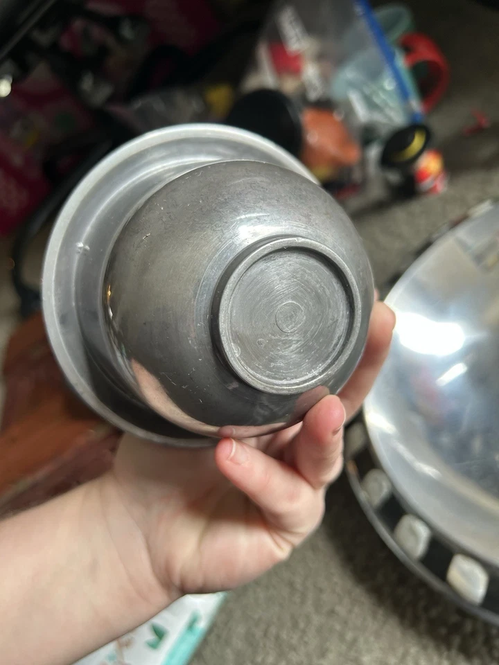 Bandeja de inmersión en plato de metal plateado toalla grande con incrustación de madreperla 13" Foto 4 de 4