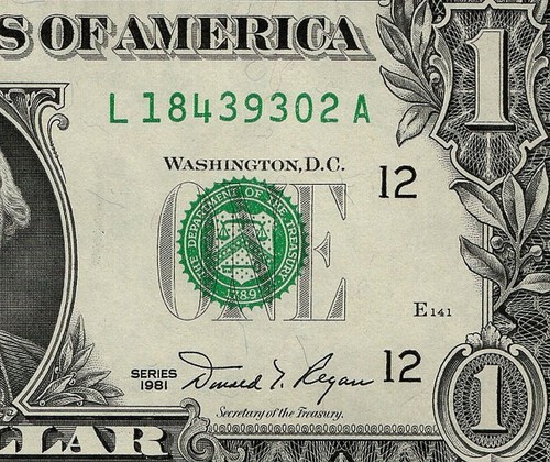 1981 $1 Federal Reserve Note San Francisco District Uncirculated L18439302A