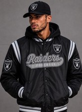 NEW Las Vegas Raiders NFL Varsity Bomber Jacket embroidered Men's Size Large NWT