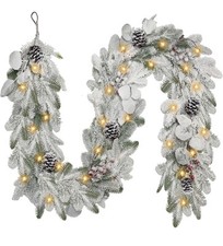 6 FT Prelit Christmas Garland - Artificial With Pine Cones And Berries