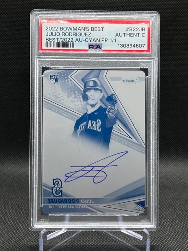 Julio Rodriguez 2022 Bowman's Best RC 1/1 CYAN Printing Plate Auto PSA #B22-JR