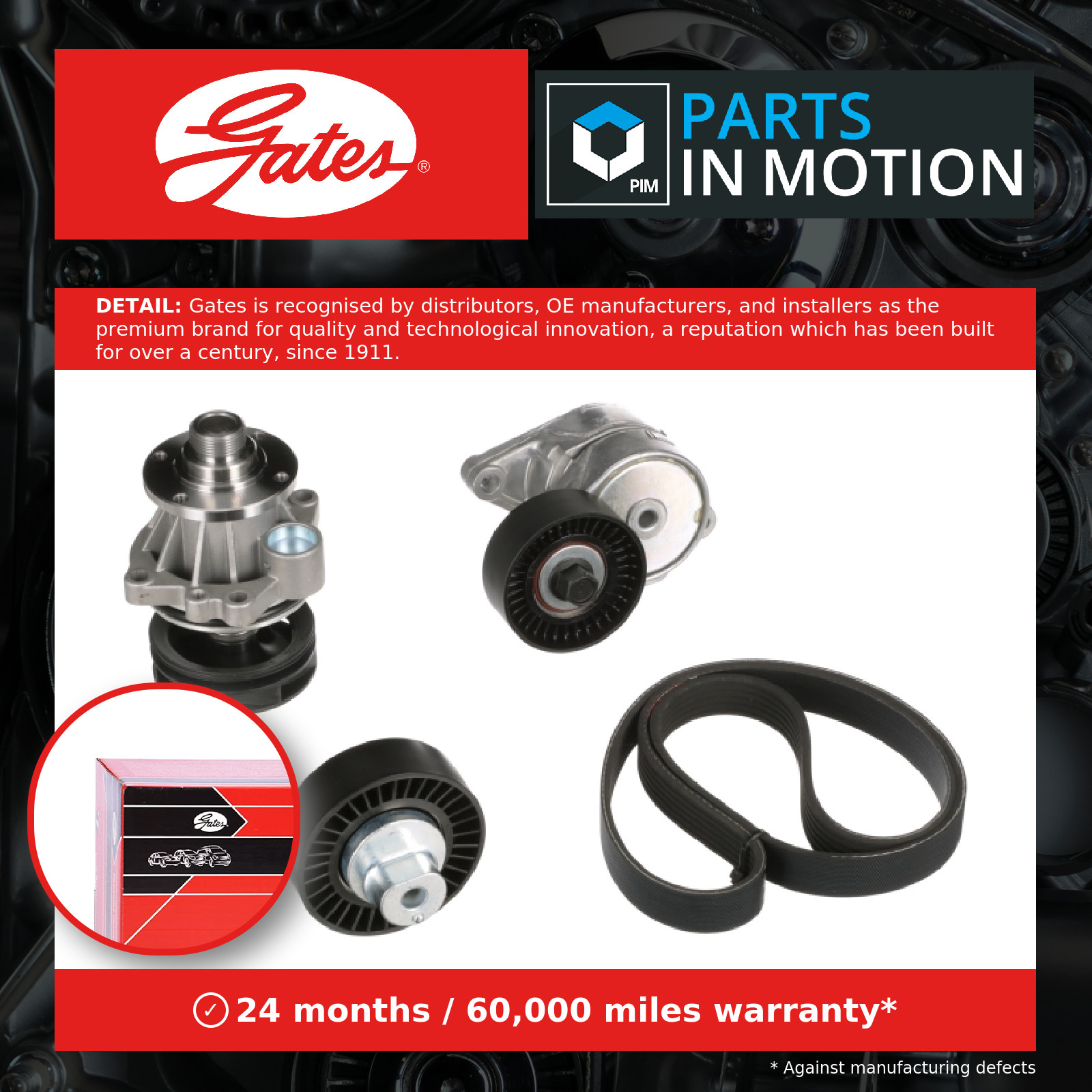 Water Pump & Aux Belt Kit fits BMW 523 E39 2.5 98 to 00 Drive Gates Quality New - Image 25