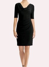 Lauren Ralph Lauren Black Ruched Sheath Dress Cowl Neck Stretch Career Sz 4 LBD