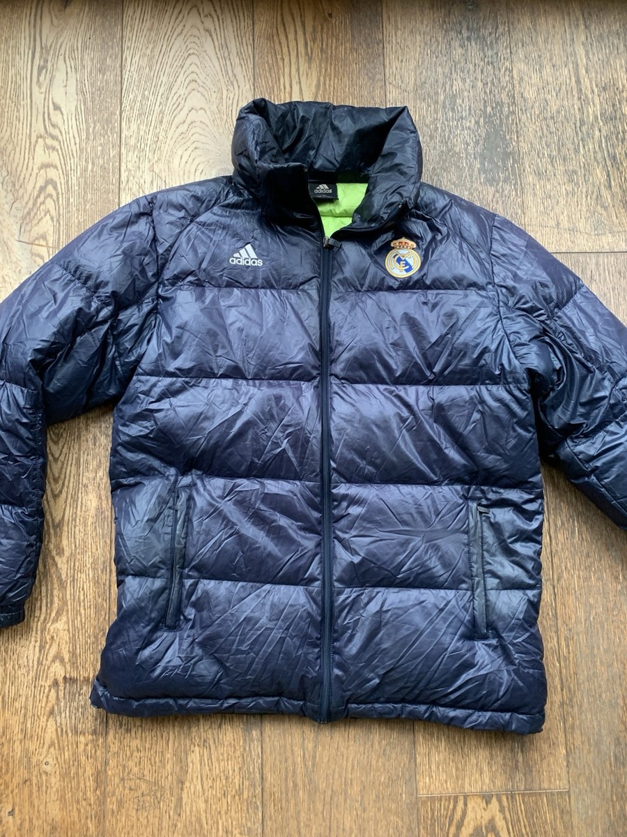 Real Madrid Down Jacket Adidas Warm Winter Top Football Coat Vintage RARE  Large