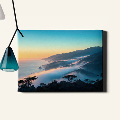 Dawn Misty Mountain Landscape Framed Canvas Print 30x20inch