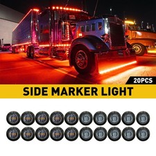20PCS 3/4" 12V Marker Lights LED Truck Trailer Round Side Bullet Lamp Amber Red