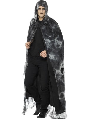 Smiffys Deluxe Spellbound Decayed Cape, Black & Grey