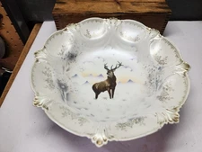 RARE RS PRUSSIA SATIN FINISH STAG BOWL WHITE REINHOLD SCHLEGELMILCH GERMANY