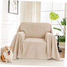  Oversized Armchair Couch Cover for 1 Cushion 71" x 91" Tassels Edge-khaki