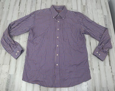 Alan Flusser Plaid Button Front Shirt Men XL Long Sleeve Colorful Cotton