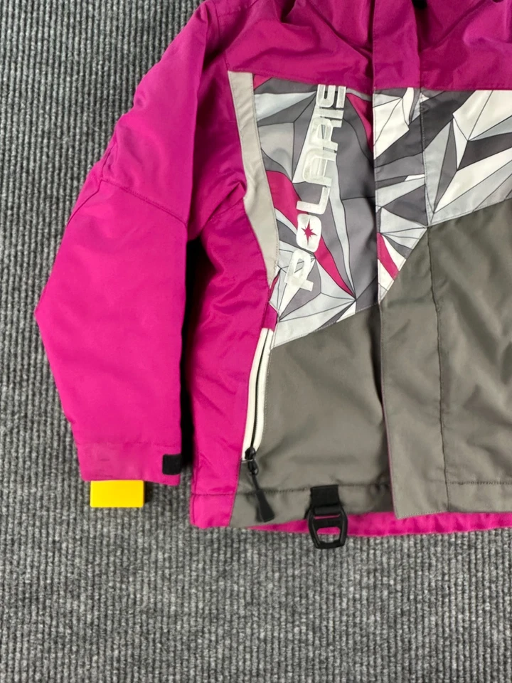 Polaris Jacket Girls Large Pink Gray Snowmobile Ski Snowboard Winter Reflective - Image 4 of 4