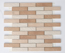 Rectangular Tile Ceramic Matt Mosaic Brick Slate Mix Noce/Beige/Almond