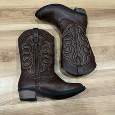 Cat  Jack Youth Brown Faux Leather Zipper Cowboy Western Montana Boots Size 13