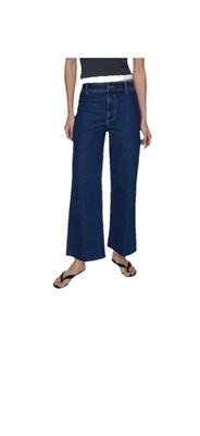 NWOT Mango MNG Catherine Culotte High Rise Wide Leg Jeans Womens 8 Blue Ankle