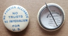 Vintage Old 1896 William Jennings Bryan Campaign Pinback No Trusts No Imperialis
