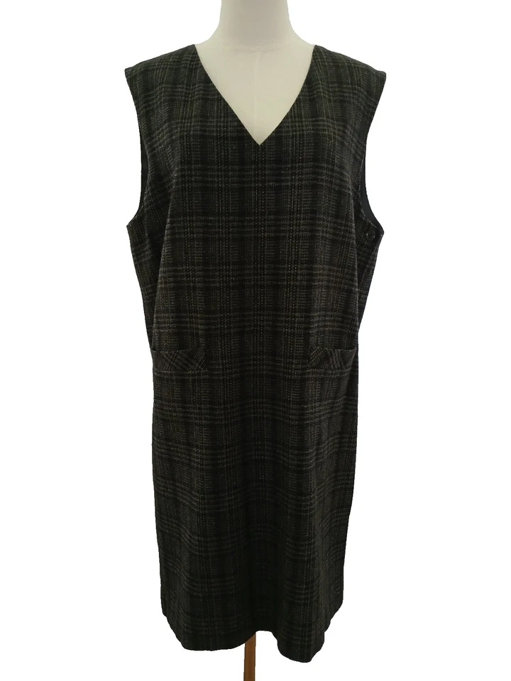 Wool Blend Plaid Jumper Dress Sleeveless V Neck CasualSag Harbor Womens Size 14 - Image 4 of 4