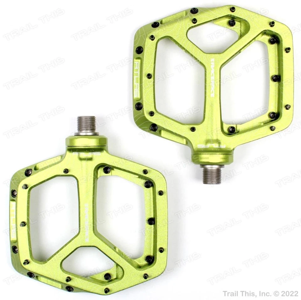 Pedales de aluminio Race Face Atlas DH/MTB plataforma tachonada verde Foto 2 de 4