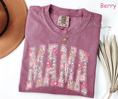 Boho Floral Mama Comfort Tee Shirt Relaxed Fit Gift for