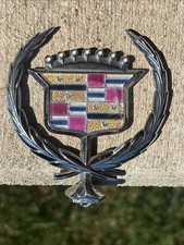 Oem Cadillac Hood Ornament Emblem Wreath Crest Chrome Vintage 3