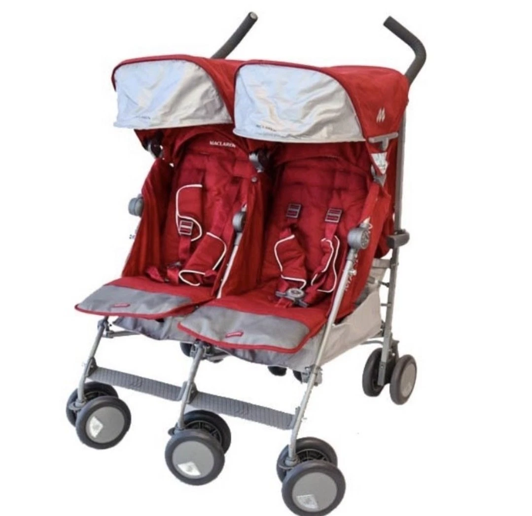 Red Maclaren Twin Techno double stroller
