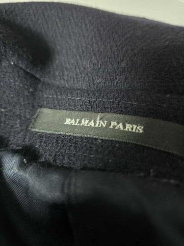 Balmain Paris Navy Wool Crombie Coat Mens 40 Luxury Designer Overcoat RRP £1200 - Picture 11 of 15