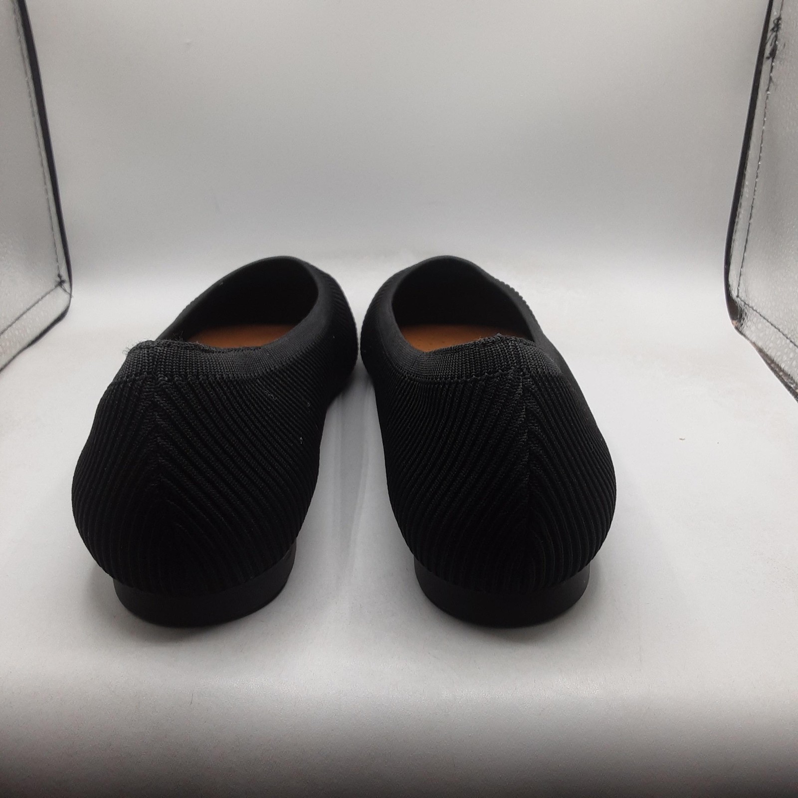 Comfortview Shoes Womens Size 11 Black Knit Ballet Flats Slip On Square Toe