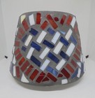 Home Interior Mosaic Glass Candle Jar Topper Shade Red White & Blue — photo 1