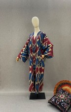Uzbek ikat chapan/Cotton jacket/Boho ikat coat/Ethnic abaya cape/Tribal kimono