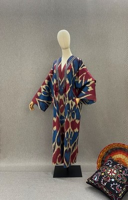 Uzbek ikat chapan/Cotton jacket/Boho ikat coat/Ethnic abaya cape/Tribal kimono
