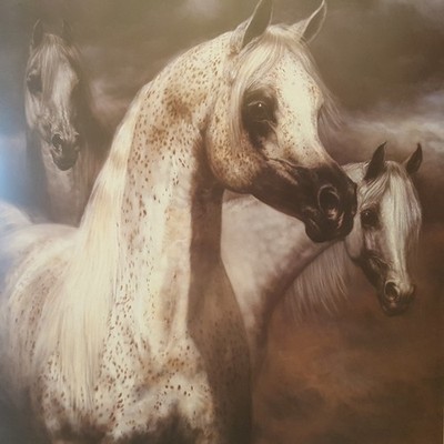 On The Alert Three Greys  Signed 23/45 AP 33 x 27'' Horse Print   Deborah Rush