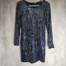 H&M Black Gold Sequin Dress UK 12 / US 10 EUR 40 Party Evening Glam Sparkle