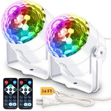 2 Pack Disco Ball DJ Party Lights, Sound Activated, Remote, 12 Modes Strobe