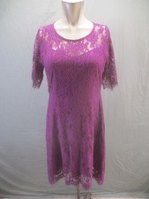 Unbranded Size M Womens Purple Lace Zipper Short Sleeve A Line Casual Dress 838