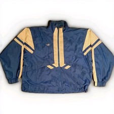 Puma Vintage Anorak Blue Logo Zip Pockets Windbreaker Jacket XL A386