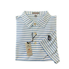 Peter Millar Summer Comfort Blue White Striped Men  s Golf Polo Size XL NWT