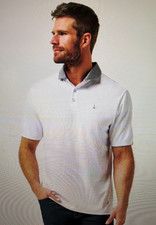 Travis Mathew Men's Reservation Number Polo Golf Shirt, White/gray, Large, NEW 