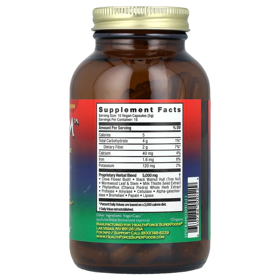 HealthForce Superfoods Scram 150 VeganCaps sem glúten, vegano - Imagem 2 de 3