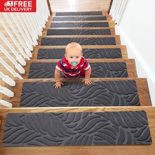 15Pcs Stair Pads Set Carpet Stair Treads Non Slip Adhesive Step Mats Home Decor