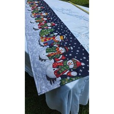 Snowman Winter Christmas Table Runner Tapestry Holiday Decor 69.5 Inch Long