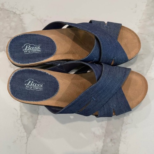 G.H. Sandale compensée à enfiler en denim Bass & Co. MaryAnn pour femme 8,5 m bleu marine classique - Photo 6/8