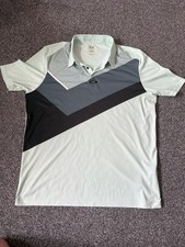 Oakley Men’s Golf Polo Shirt XL Mint Green Geometric Stripe Regular Fit