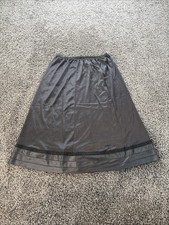 Vintage Pinehurst Satin Black Lace Slip Skirt Womens Size X Tall Embroidered