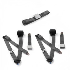 Amc Rebel 1967 - 1970 Airplane 3pt Charcoal Retractable Bench Seat Belt Kit - 3 Amc Rebel 1967 - 1970 Airplane 3pt Charcoal Retractable Bench Seat Belt Kit - 3