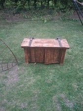 rustic wooden storage Bench or coffer, handcrafted from reclaimed wood + Metal