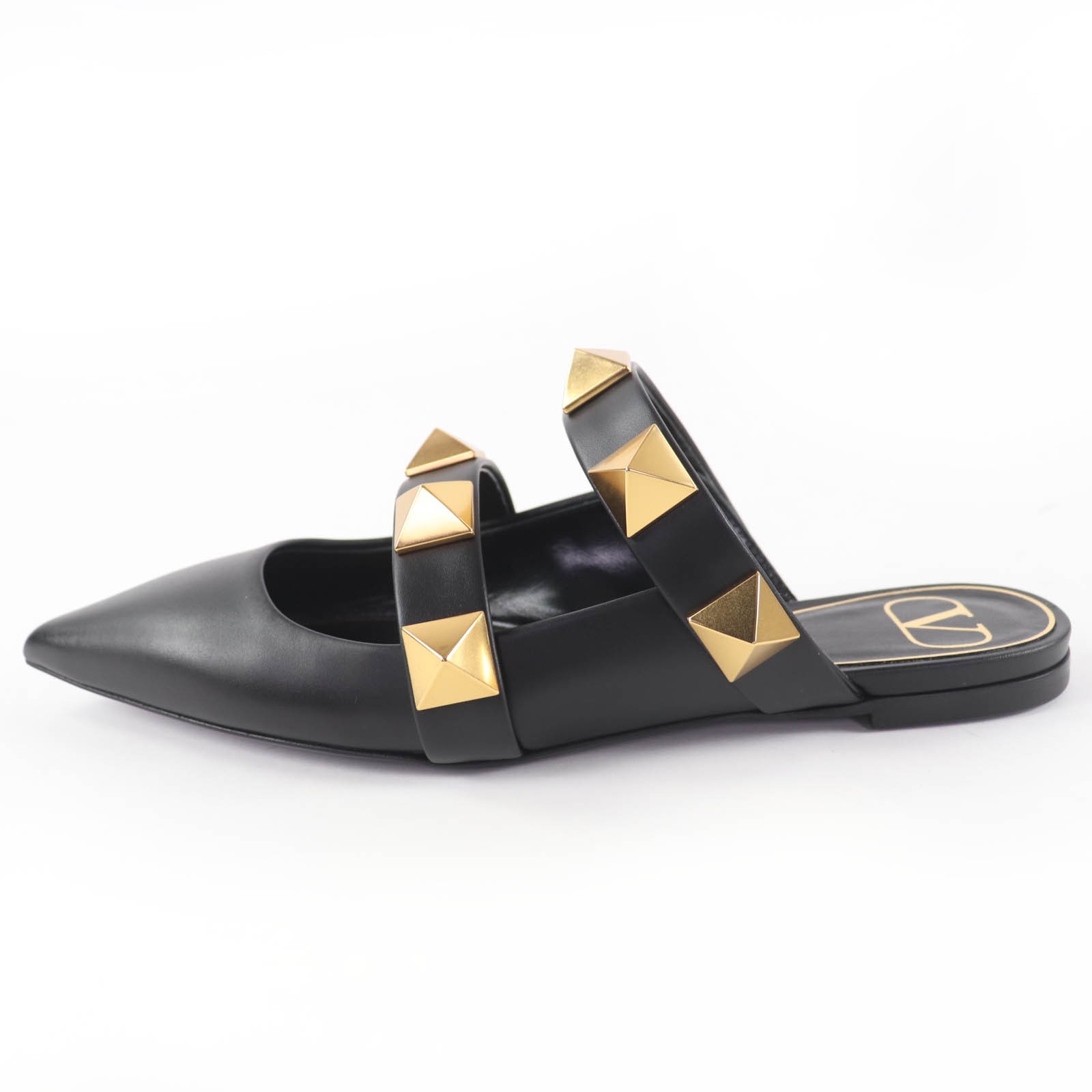 Pristine Valentino Garavani Mule Roman stud flats in leather black Women 36.5 thumbnail 5