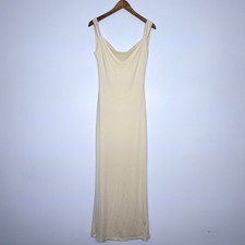 SHEIN Pale Yellow Cowl Neck Maxi Dress with Back Satin Bow Detail Size S 4