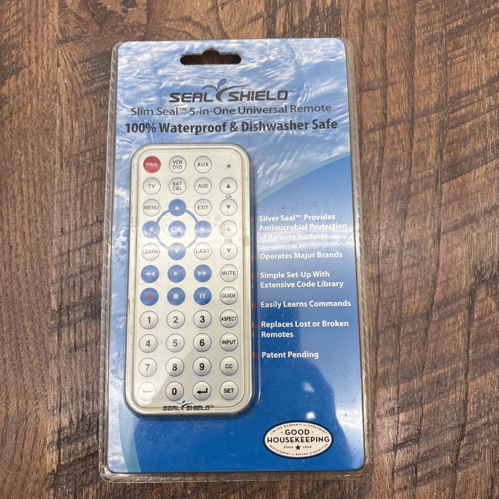 Slim Seal Waterproof 5-in-1 Universal Remote Control - Dishwasher Safe & Antimic