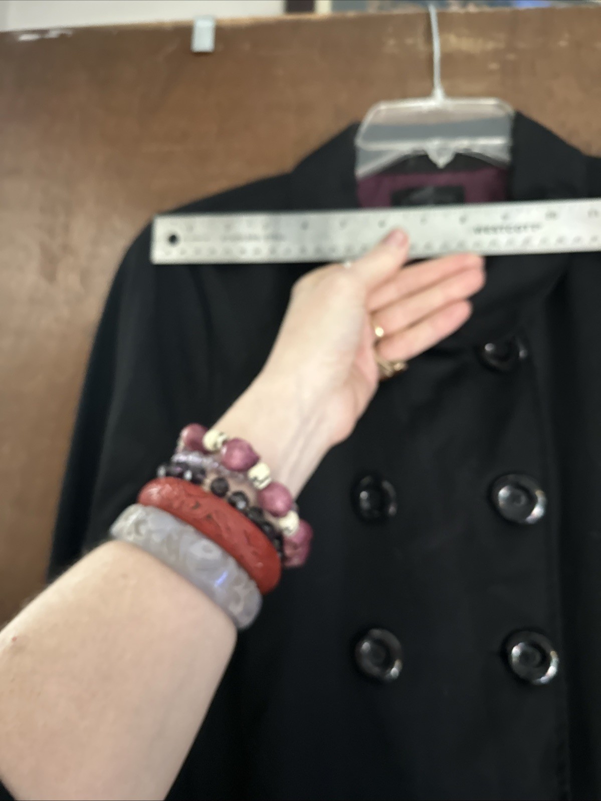 INSIGHT Double-Breasted Black Button Wool Pea Coa… - image 16